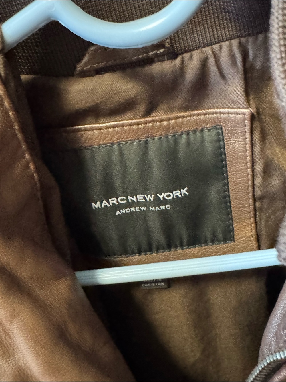 Marc New York Brown Leather Bomber Jacket - Picture 2 of 5